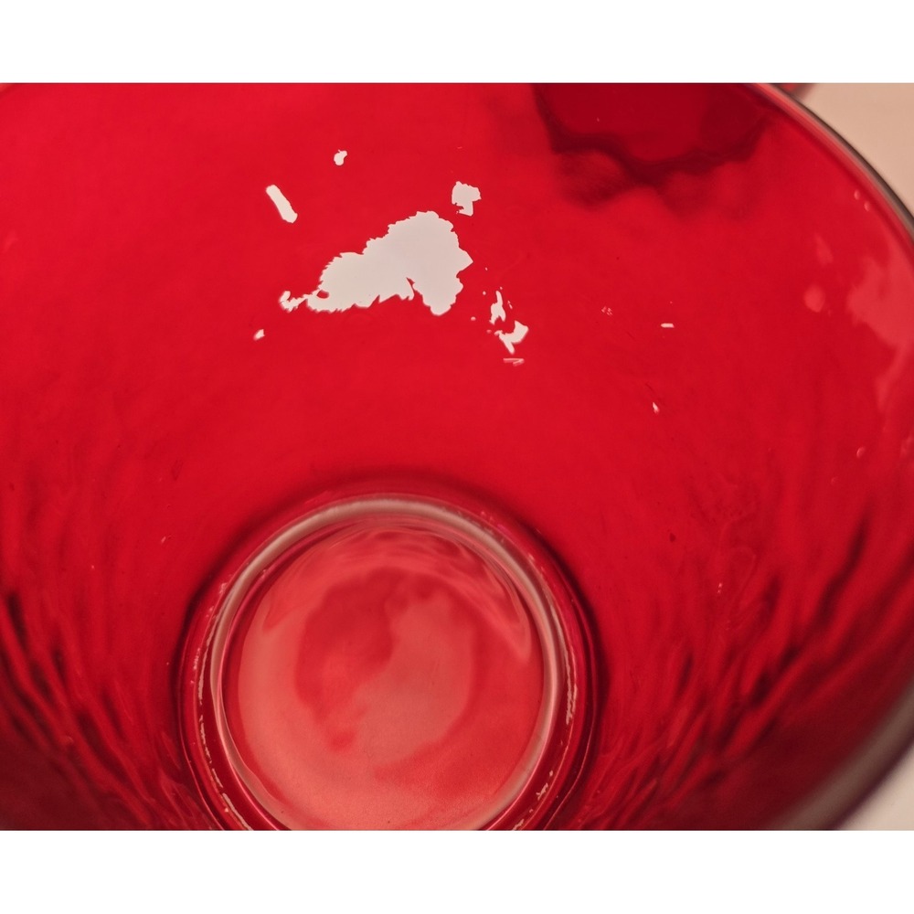 Ruby Red Tumblers Set Of 6 Waved Rib Pattern Unmarked - Picture 4 of 12